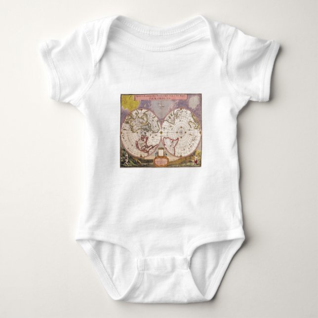 Body Para Bebê Mapa Mundial Antigo (Frente)