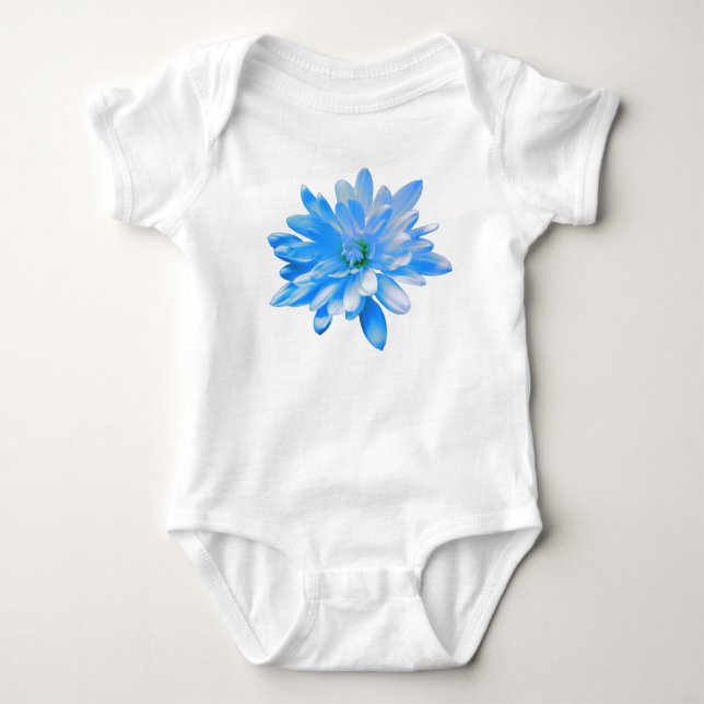 Body Para Bebê Margarida azul-floral azul-maria azul-clara (Frente)
