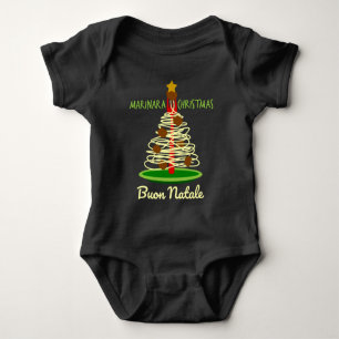 Body Para Bebê Marinara Christmas Buon Natale Spaghetti Tree
