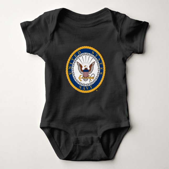 Body Para Bebê Marinho dos EUA | Emblema Marinho (Frente)