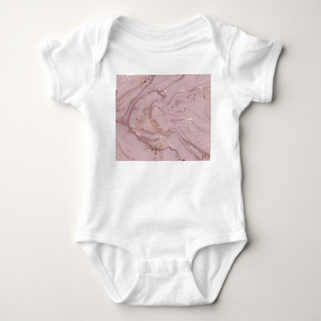 Body Para Bebê Mármore Líquido: Artista Rosa Dourada. (Frente)