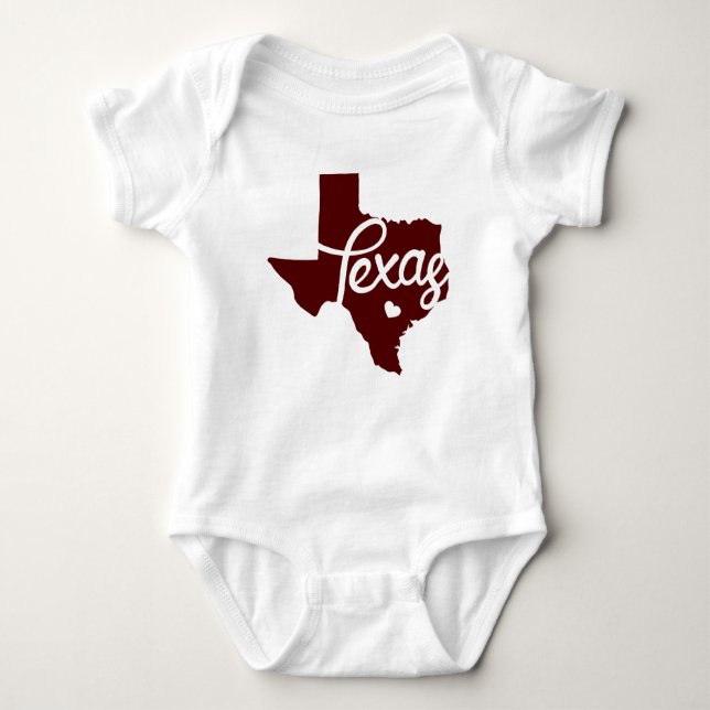 Body Para Bebê Maroon Texas Heart (Frente)