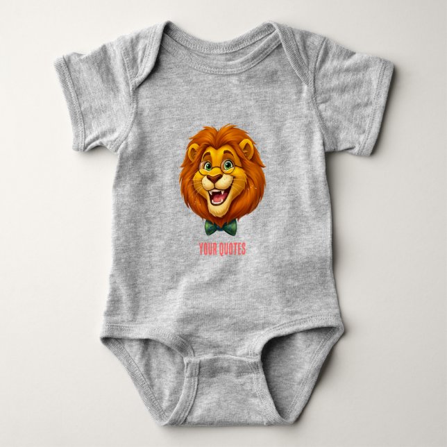 Body Para Bebê Mascote de Leão Adorável com Gravata Borboleta par (Frente)