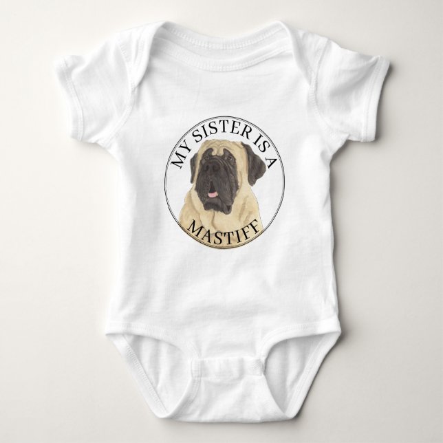 Body Para Bebê Mastiff Dog Big Sister (Frente)