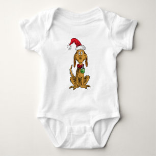 Body Para Bebê Max o Cão com Chapéu de Papai Noel