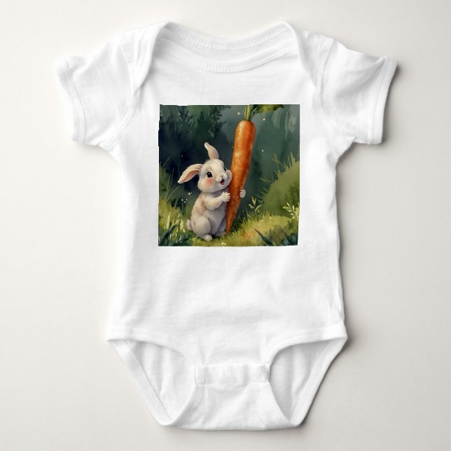 Body Para Bebê Meadow Bunny Dreams: Whimsical SleeperT-Shirt (Frente)
