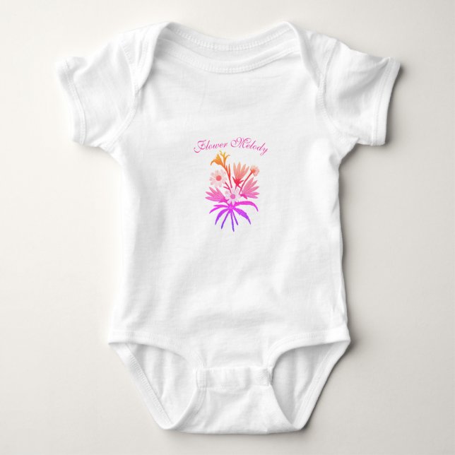 Body Para Bebê Meadow Flowers Embroidery – Botanical Fantasy Pink (Frente)
