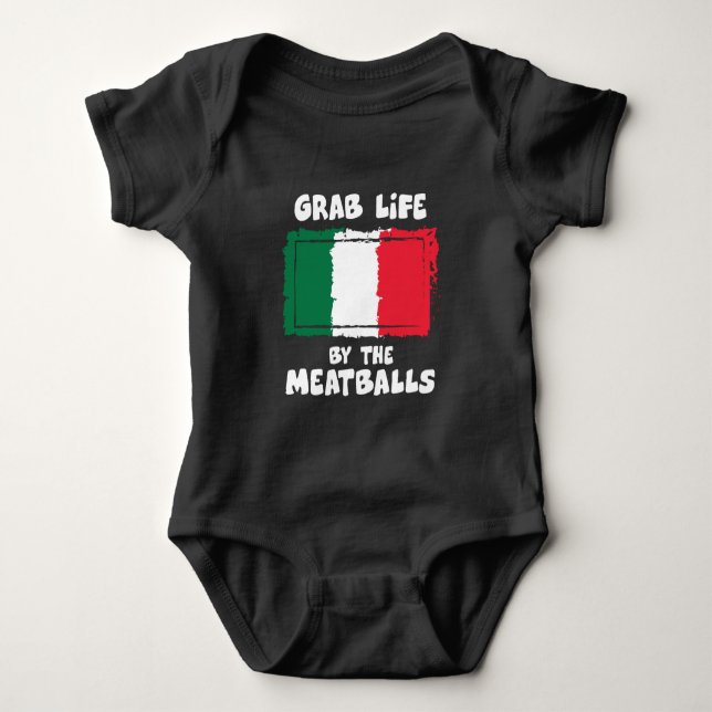 Body Para Bebê Meatball italiano engraçado Italia Flag1 da ideia (Frente)