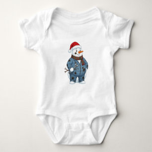 Body Para Bebê Mecânico de Boneco de Neve Natal 2026 Feriado Azul