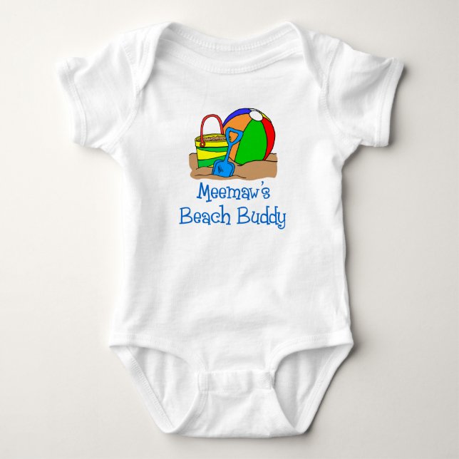 Body Para Bebê Meemaw's Beach Buddy (Frente)