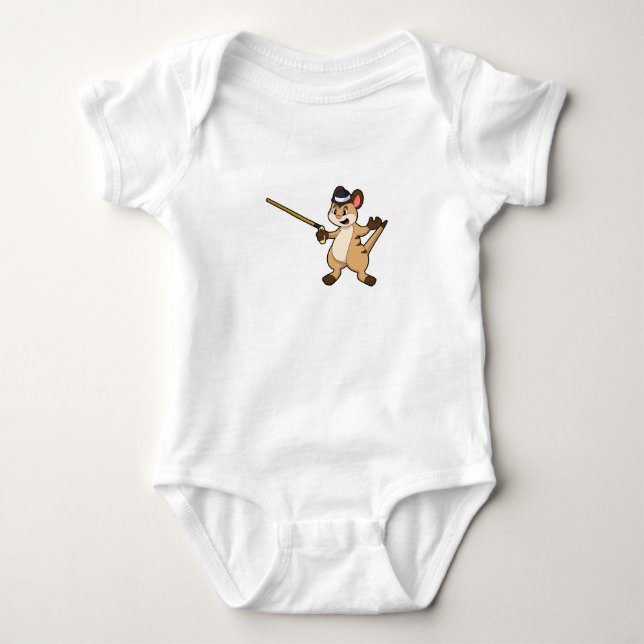 Body Para Bebê Meerkat com chapéu e bengala (Frente)