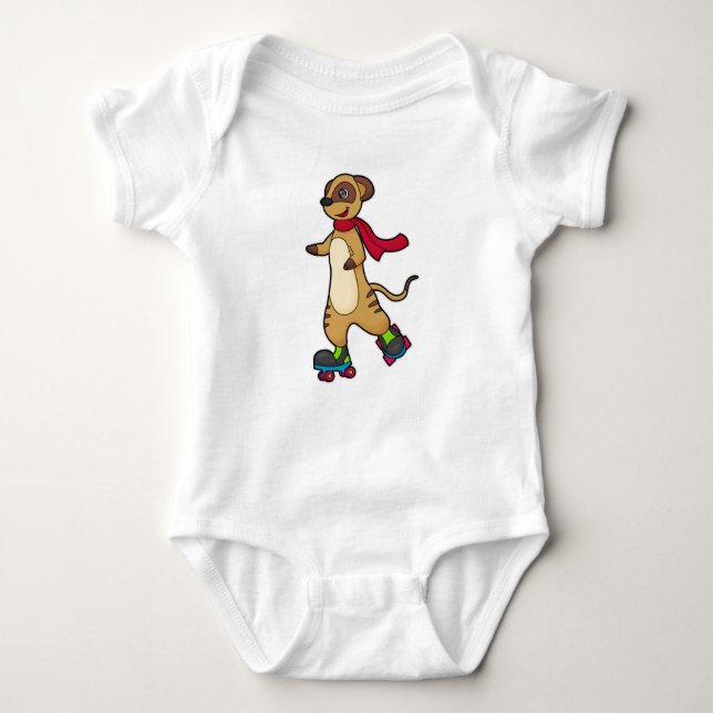 Body Para Bebê Meerkat como Skater com skates Roller (Frente)