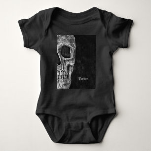 Body Para Bebê Meia Caveira Gótica, Preto E Legal Grunge Branco