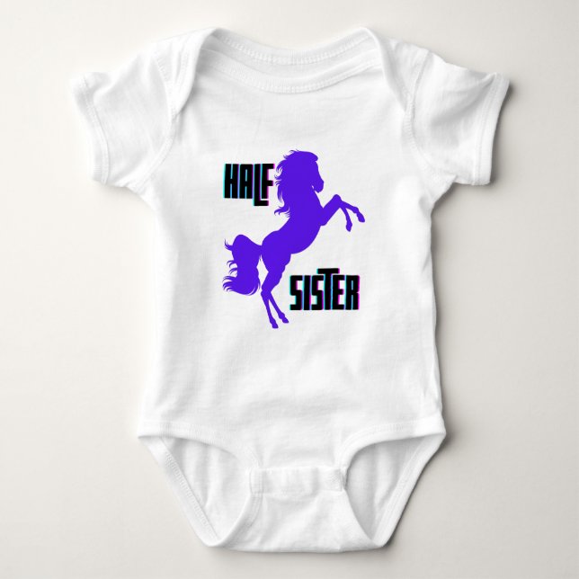 Body Para Bebê Meia Irmã Pônei Roxo Parente (Frente)