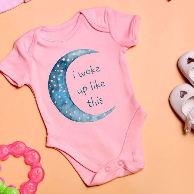 Body Para Bebê Meia Lua Rosa | Texto Personalizado Para Bebê Rapa (Criador carregado)