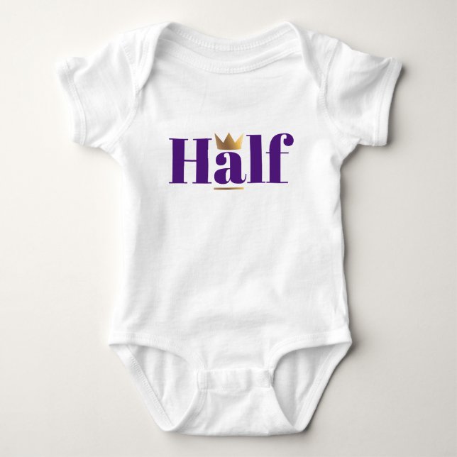 Body Para Bebê Meio-aniversário da Coroa Dourada (Frente)