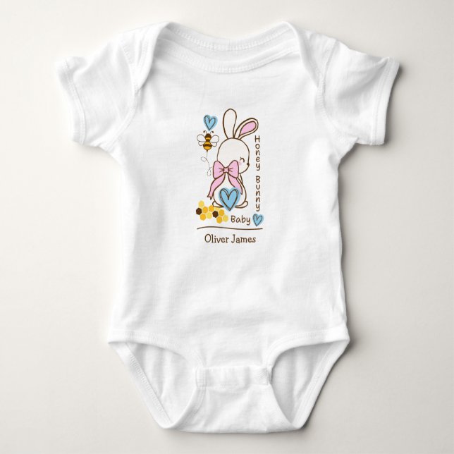 Body Para Bebê Mel Honey Bunny Bebê – Macacão de Bebê Personaliza (Frente)