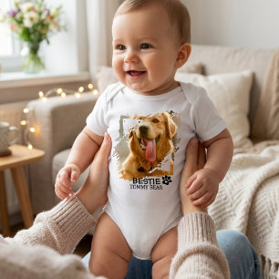 Body Para Bebê Melhor Amiga Pet Chic Moderno Foto & Nome Personal