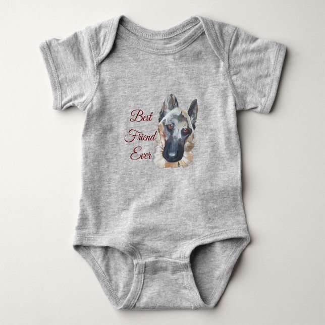 Body Para Bebê Melhor amigo do german shepherd (Frente)