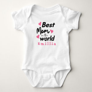 Body Para Bebê Melhor Mãe do Mundo  Nome Personalizado Fofo