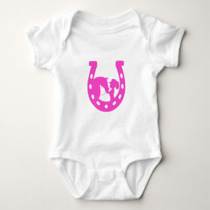 Body Para Bebê Menina com Cavalo e Chapéu Western Rosa Vibrante F