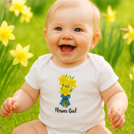Body Para Bebê Menina das Flores com Narcisos Amarelos