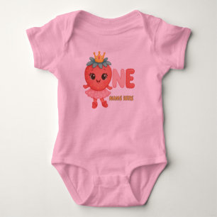 Body Para Bebê Menina de Primeiro Aniversário Personalizada de Fr