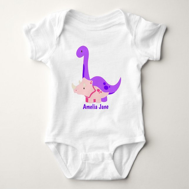 Body Para Bebê Menina Dinossauro Roxo (Frente)