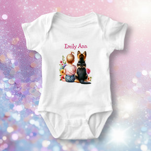 Body Para Bebê Menina e German shepherd personalizados