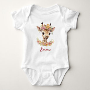 Body Para Bebê Menina Gota-Fita Cachorinha Nome Safari Colorido