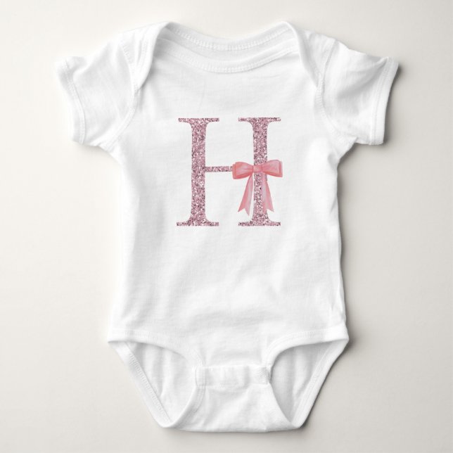 Body Para Bebê Menina inicial personalizada "H" (Frente)