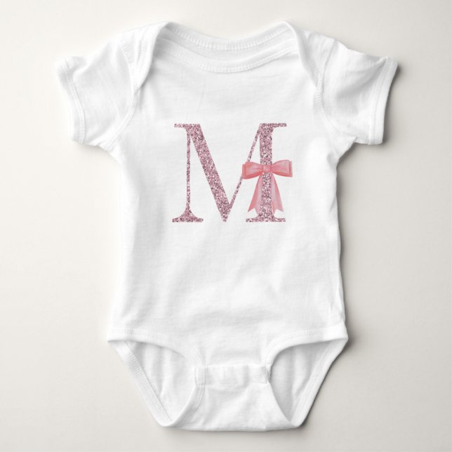 Body Para Bebê Menina inicial personalizada "M" (Frente)