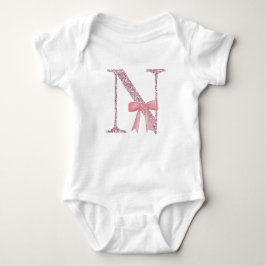 Body Para Bebê Menina inicial personalizada "N"
