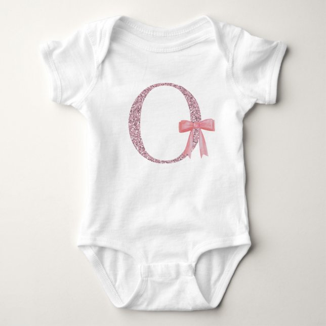 Body Para Bebê Menina inicial personalizada "O" (Frente)