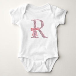 Body Para Bebê Menina inicial personalizada "R"