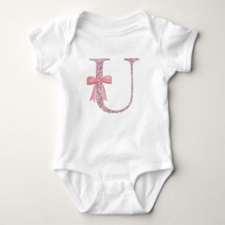 Body Para Bebê Menina inicial personalizada "U"