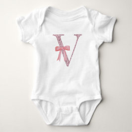 Body Para Bebê Menina inicial personalizada "V"
