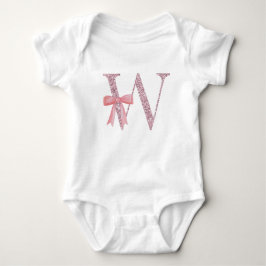 Body Para Bebê Menina inicial personalizada "W"