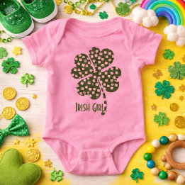 Body Para Bebê Menina Irlandesa de Shamrock