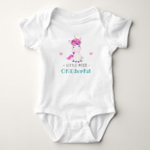Body Para Bebê Menina Onederful Primeiro Aniversário Unicórnio