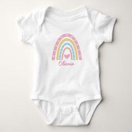 Body Para Bebê Menina Personalizada Rosa Amarelo Boho Arco-íris
