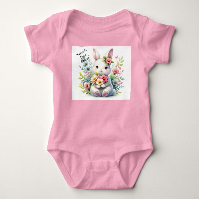 Body para Bebê Menina Primeiro Páscoa Adicionar No (Frente)