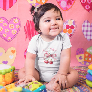 Body Para Bebê Menina Rosa Coquete Cereja Primeiro 1º Aniversário