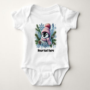 Body Para Bebê Meninas bonitas Pinguins de inverno