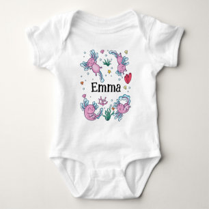 Body Para Bebê Meninas Cute e Moderno Rosa Axolotl e Crianças de