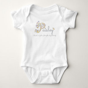 Body Para Bebê Meninas de Paisley nome P significa roupa de bebê 