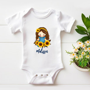 Body Para Bebê Menininha com girassóis