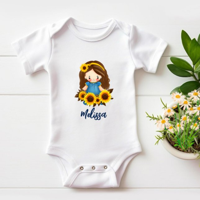 Body Para Bebê Menininha com girassóis (Criador carregado)