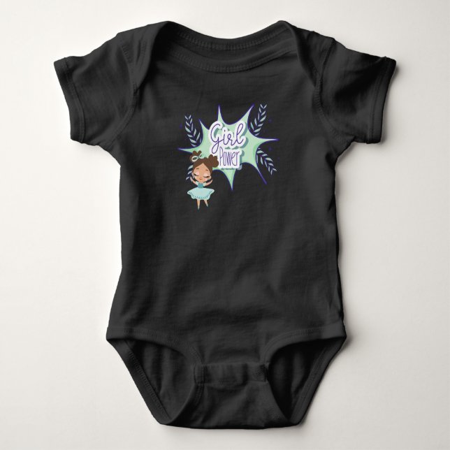 Body Para Bebê Menininha, puxa, bebê preto (Frente)