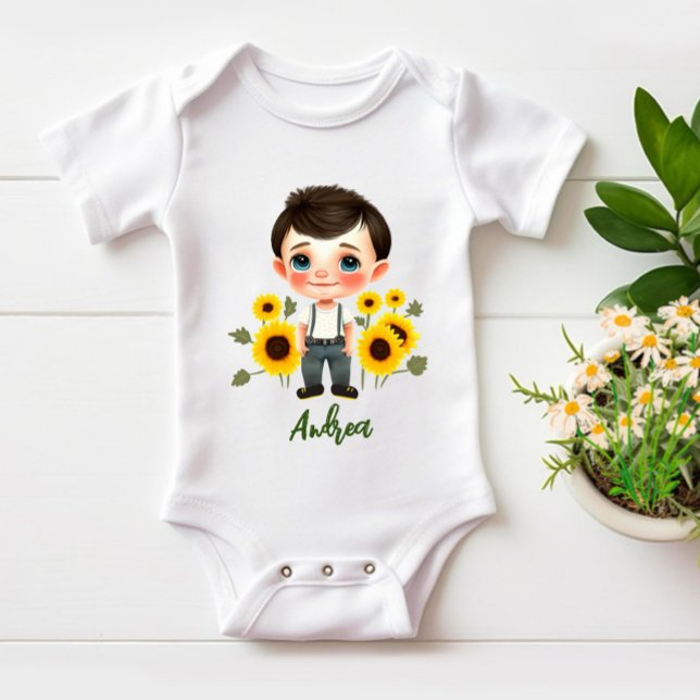 Body Para Bebê Menino com girassóis (Criador carregado)